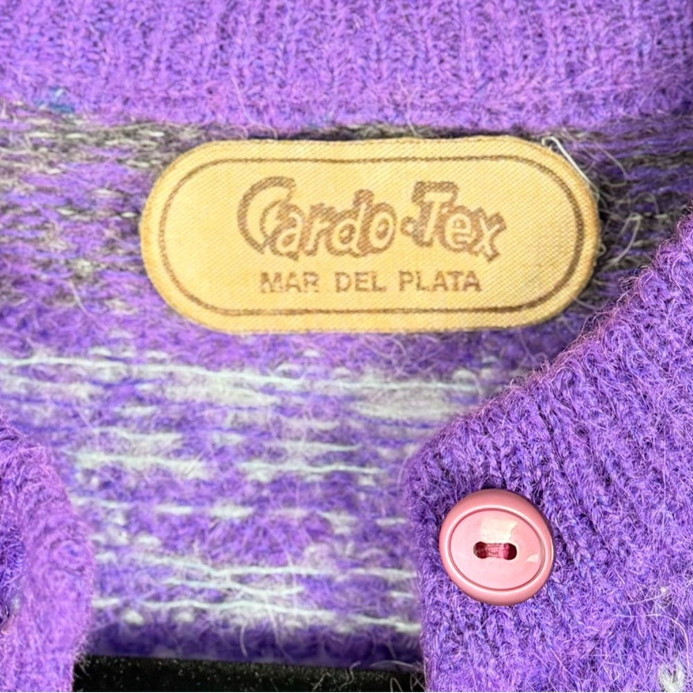 Vintage Cardo Tex Vibrant Purple Wool Cardigan Sweater - Picture 5 of 7